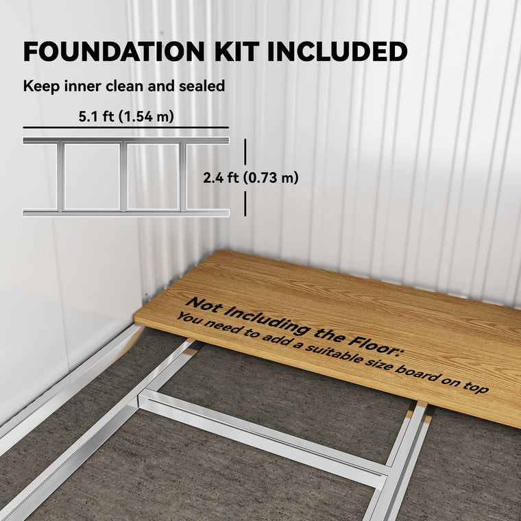 6.5' x 4' Garden Shed with Sliding Doors and Foundation Kit