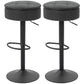 Set of 2 Barstools with Storage, Swivel Bar Stools with PU Leather Upholstered, Footrest, Steel Base, Black