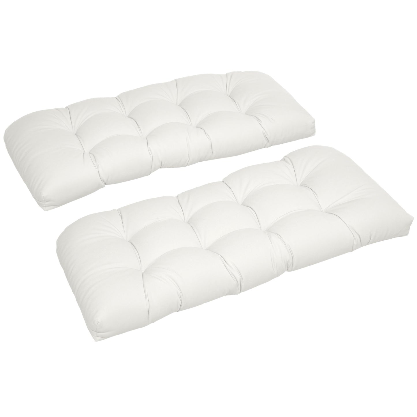 Set of 2 Patio Bench Replacement Cushions, 2 Seater Outdoor Loveseat Cushion Seat Pad, 43" x 19" x 3", Cream White
