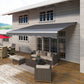 13' x 10' Electric Awning, Retractable Awning Sun Shade Shelter with Remote Controller, Manual Crank Handle and Aluminum Frame, for Deck, Balcony, Yard, Grey