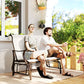 Garden Double Gliding Chair, Patio Glider Armchair for Outdoor, Backyard Mesh Seat and Backrest, Steel Frame Cream White