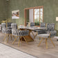 Set of 6 Velvet Dining Chairs with Upholstered Ergonomic Seats, Industrial-Chic Swivel Chairs with Metal Legs, 25'' L x 25'' W x 34'' H, Gold+Gray