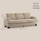 3 Seater Sofa with USB Ports & Cup Holders, Chenille-Feel Upholstered Couch for Living Room, Light Brown