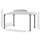 13' x 10' Outdoor Patio Gazebo Canopy with 2-Tier Polyester Roof, Vented Mesh Sidewalls and Strong Aluminum Frame for Backyard and Garden, Grey