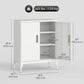 Office Storage Cabinet with Lock, Filing Cabinet with Adjustable Shelves and Doors for Home Office, Garage, White