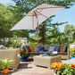 6.6x5ft Fir Wooden Patio Umbrella Square Market Parasol Tilt Mechanism 6 Ribs Garden Sunshade, Cream White