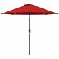 9ft Solar Patio Umbrella Outdoor Sunshade 24 LED Lights Tilt Canopy Wine Red