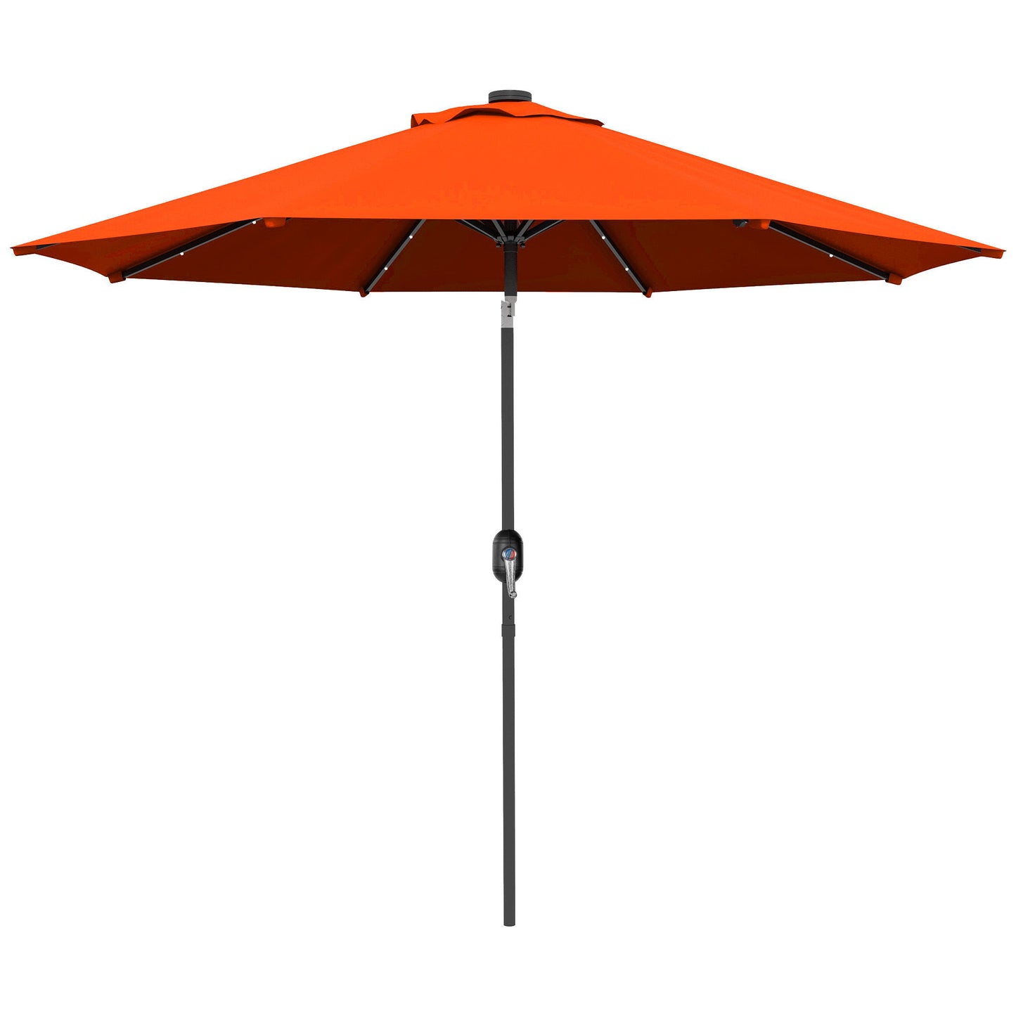 9ft Solar Patio Umbrella Outdoor Sunshade 24 LED Lights Tilt Canopy Orange