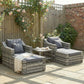 5-Piece Patio Furniture Set Outdoor Rattan Wicker Conversation Set with 2 Cushioned Chairs, 2 Ottomans and Coffee Table, Grey
