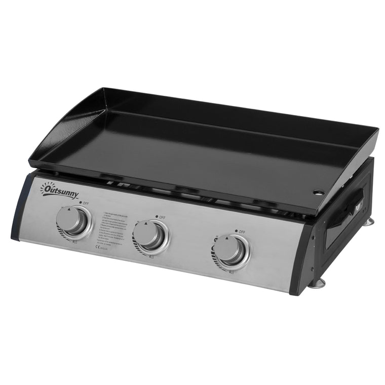 3-Burner Silver Portable Tabletop Gas Grill