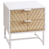 Nightstand with 2 Drawers and Steel Frame - White and Oak