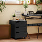 3 Drawer File Cabinet, Vertical Filing Cabinet with Wheels, Mobile Printer Stand with Storage for Home Office, Black