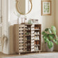 Shoe Cabinet, 21 Pair Shoe Storage Cabinet Organizer with 5-tier Double Door Cabinet and 5-tier Open Shelves, Beige