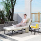 Folding Lounge Chair with 4-level Reclining Back & Cushion, Beige