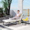 Folding Lounge Chair with 4-level Reclining Back & Cushion, Beige