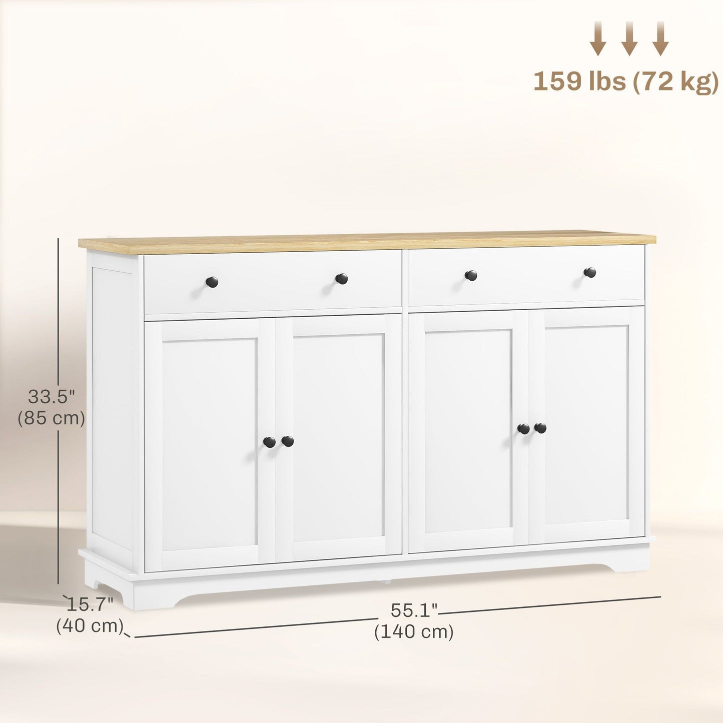 Sideboard Buffet Cabinet with Drawers - White
