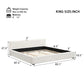 King Upholstered Wide-Edge Bed with 12 Wooden Slats, Breathable Fabric, Solid Bed Frame with 6 Support Legs, 87.5'' L x 83'' W x 27.5'' H, Beige