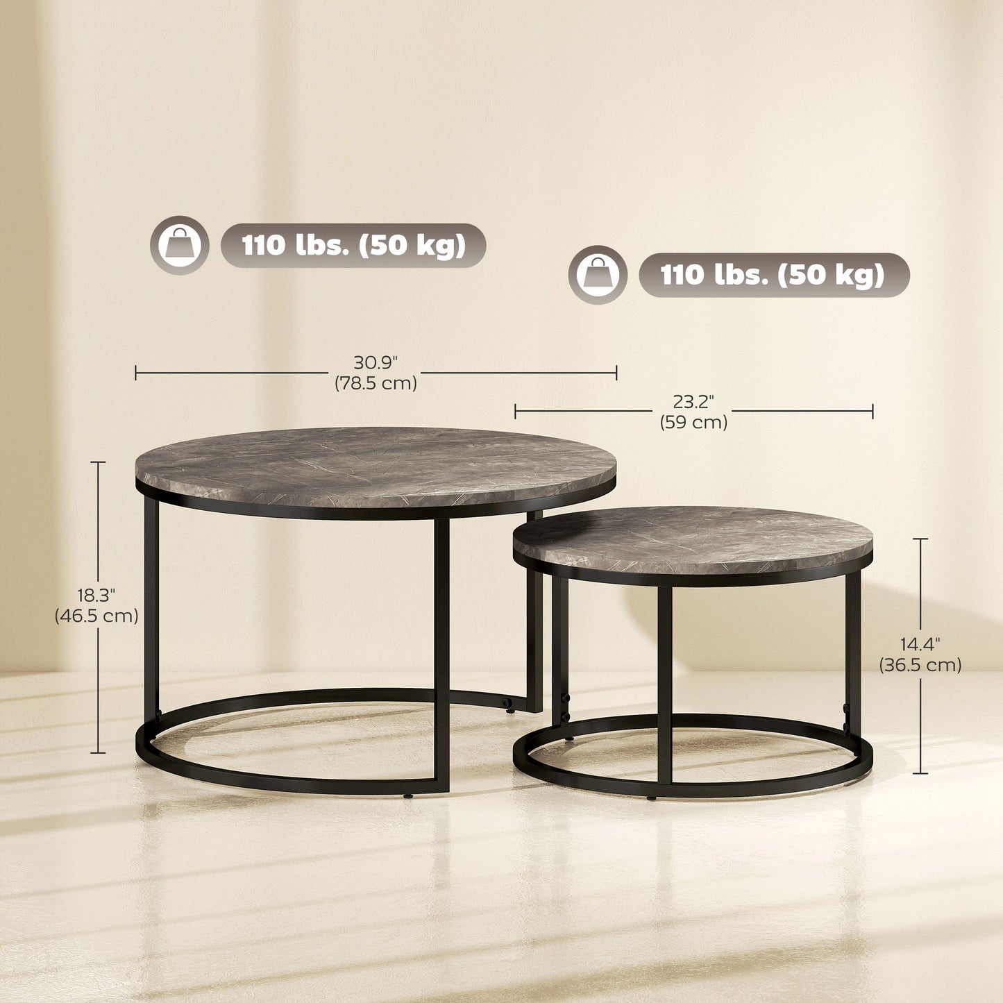 Nesting Coffee Table Set of 2