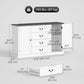 Farmhouse Sideboard with Charging Station, 58" Buffet Cabinet, Kitchen Storage Cabinet with 4 Drawers, 2 Doors, White