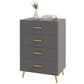 4-Drawer Chest of Drawers with Gold Handles - Dark Grey