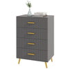 4-Drawer Chest of Drawers with Gold Handles - Dark Grey