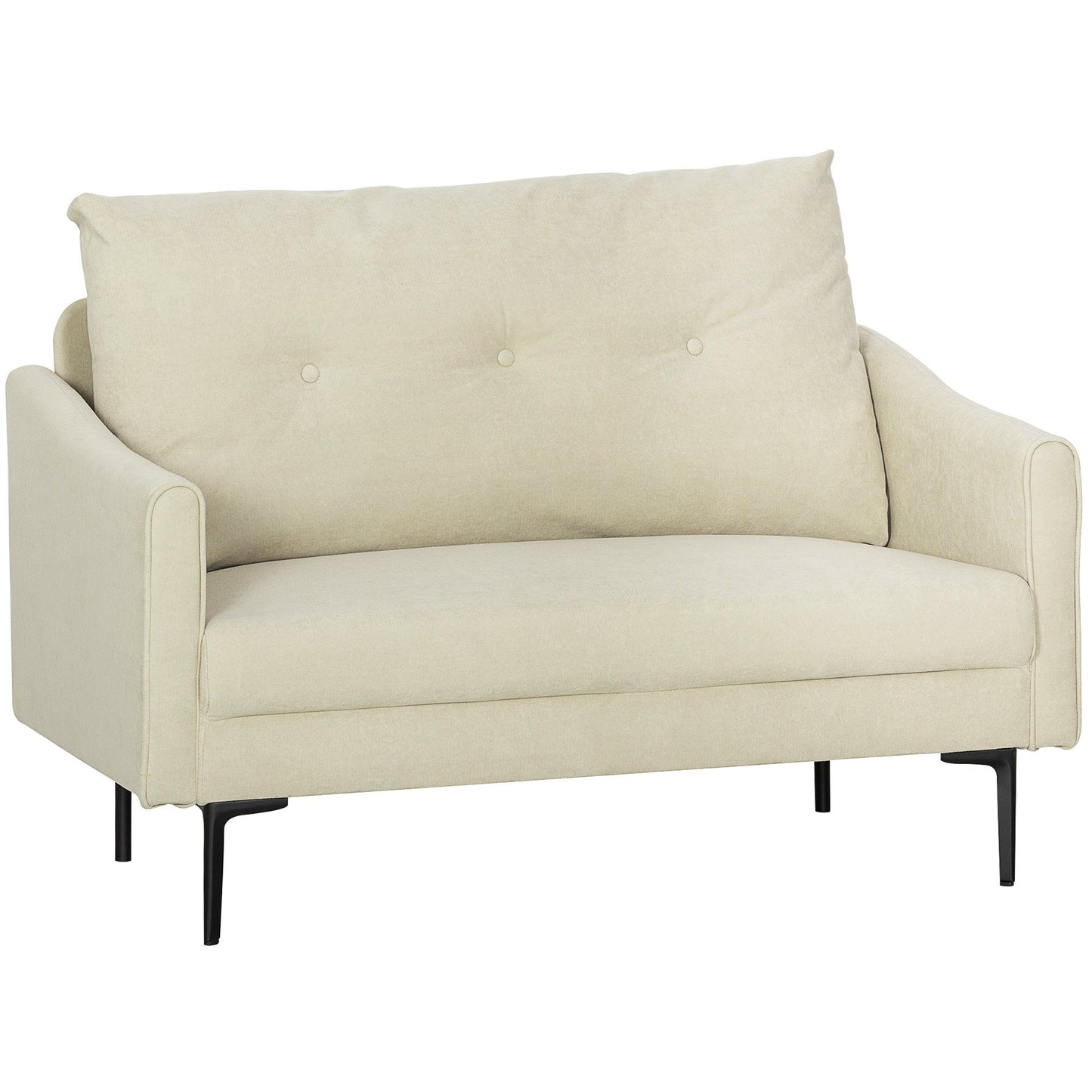 2-Seater Button-Tufted Sofa - Cream White