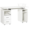 Computer Desk with Keyboard Tray and Drawers - White