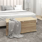 39.5" Storage Chest with 2 Safety Hinges, Storage Box Organizer with Flip-Top Lid, Entryway Storage Bench, Oak