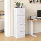 Vertical Filing Cabinet with Lock, 4 Drawer File Cabinet with Adjustable Hanging Bar for A4 and Letter Size, White