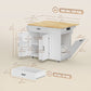 Kitchen Island Cart with Drop Leaf and Charging Station - White