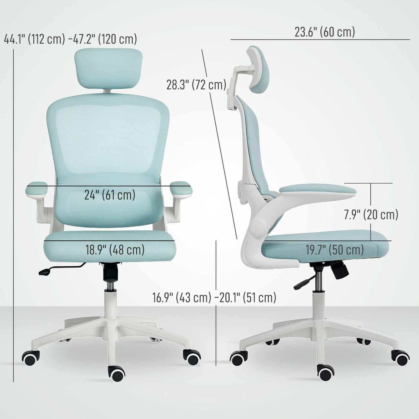 Ergonomic Mesh Office Chair with Lumbar Support - Light Green