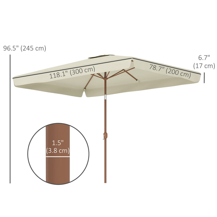 Patio Umbrella 118.1" x 78.7" Outdoor Parasol UV50+ Protection in Beige