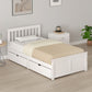 Pine Twin Bed Frame, Wood Storage Bed Frame with Drawers, Wood Slat Support, No Box Spring Needed, Easy Assembly, White