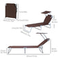 Outdoor Lounge Chair, Adjustable Folding Chaise Lounge, Tanning Chair with Sun Shade for Beach, Camping, Hiking, Backyard, Brown