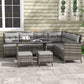 6pcs Outdoor Rattan Sofa Set Garden Wicker Sectional Couch Furniture Set with Dining Table and Chair Grey