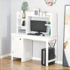 Computer Desk with Storage, 47 Inch Farmhouse Home Office Desk with Open Shelves and 2-Tier Cabinet, White