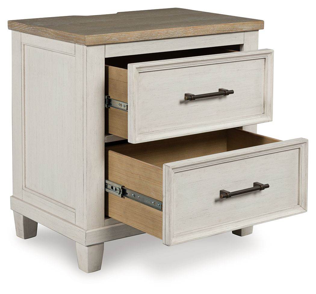Shaybrock - Antique White / Brown - Two Drawer Night Stand - Forward Furniture
