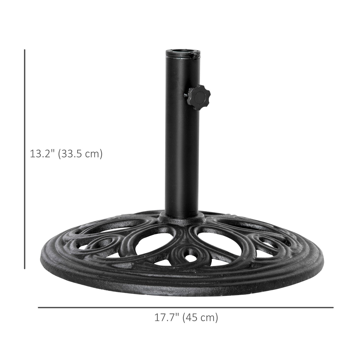 25lbs Cast Iron Round Patio Umbrella Base Stand, Umbrella Holder for Outdoor, Patio, Garden, Deck and Beach, Fit Dia. 1.5", 2" Pole, Black