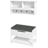 Hall Tree Coat Rack with Shoe Storage Bench - White