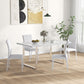 Modern Dining Chairs Set of 4, Upholstered Faux Leather Kitchen Chairs with Rhombic Tufting and Metal Legs for Living Room, White