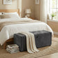 Linen-Look Storage Ottoman Bench - Dark Grey