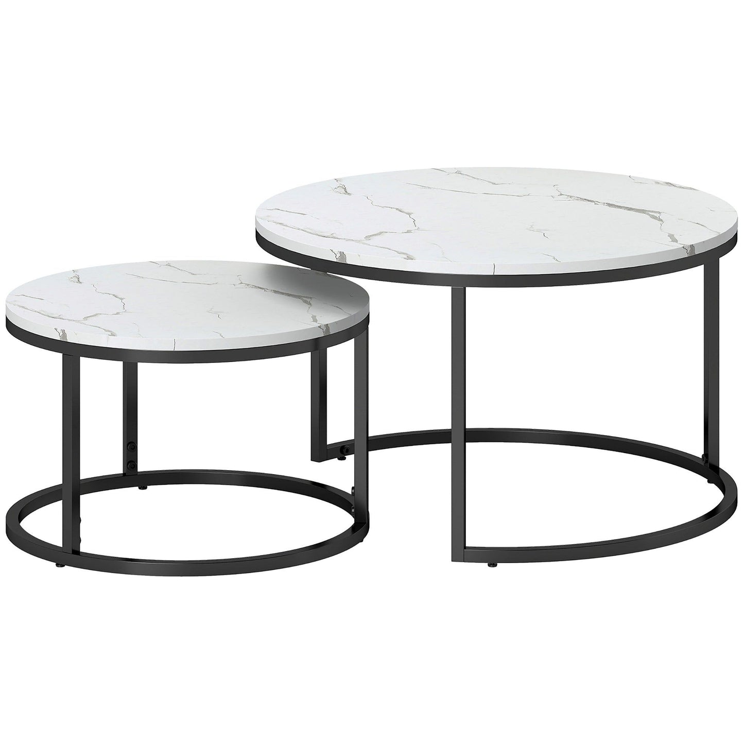 Faux Marble Nesting Coffee Tables Set of 2 - White