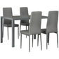 5-Piece Rectangular Glass Kitchen Table and Chairs with Metal Frame and Faux Leather Upholstery for Dining Room, Grey