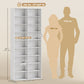 9-Tier DVD Shelf with 18 Compartments and 14 Adjustable Shelves, Holds 640 CDs, 360 DVDs or 430 Blu-rays, White