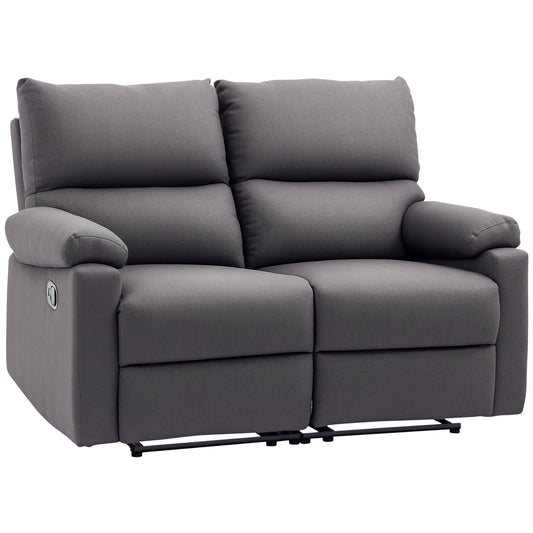 2-Seater Reclining Loveseat with Footrest - Dark Grey