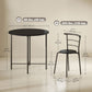 5-Piece Round Dining Set for 4 with Metal Frame - Black Wood Grain