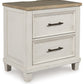 Shaybrock - Antique White / Brown - Two Drawer Night Stand