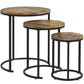 Nesting Coffee Tables Set of 3, Stacking Round Side Tables with Steel Frame for Living Room, Rustic Brown