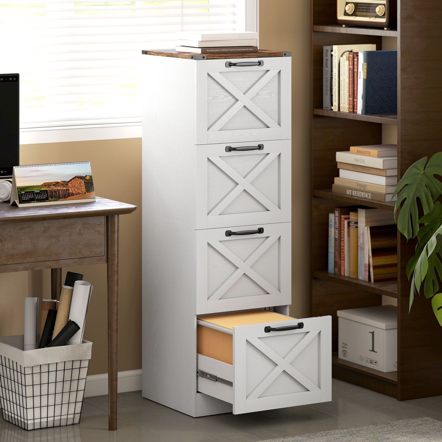 4-Drawer Vertical Filing Cabinet - White