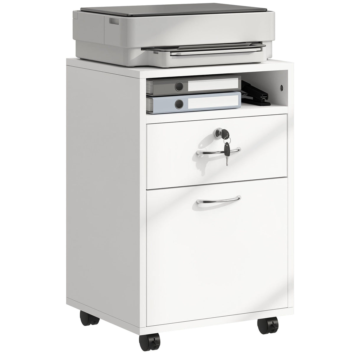24" Vertical Filing Cabinet with Lock - White